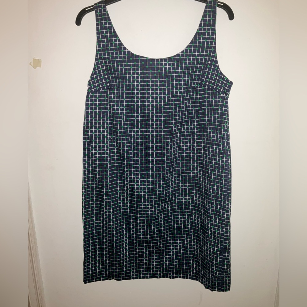 Joe Fresh Navy Midi Dress with Green Grid